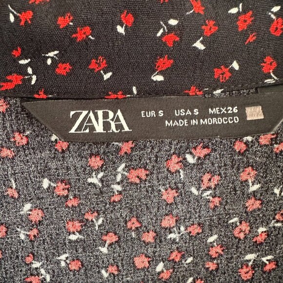 Zara Black Floral Print Blazer Tuxedo Skort Dress Womens Size Small Long Sleeves - Picture 5 of 8